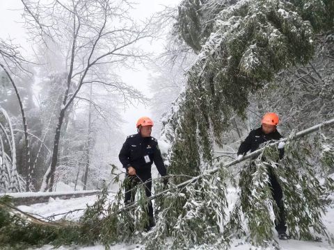 惊魂瞬间！黄山突遇暴雪，游客头朝下滑落，生死一线！